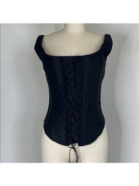 Sorelle Era Moscow Corset Top in Black Noir Caged Lace Up Reversible